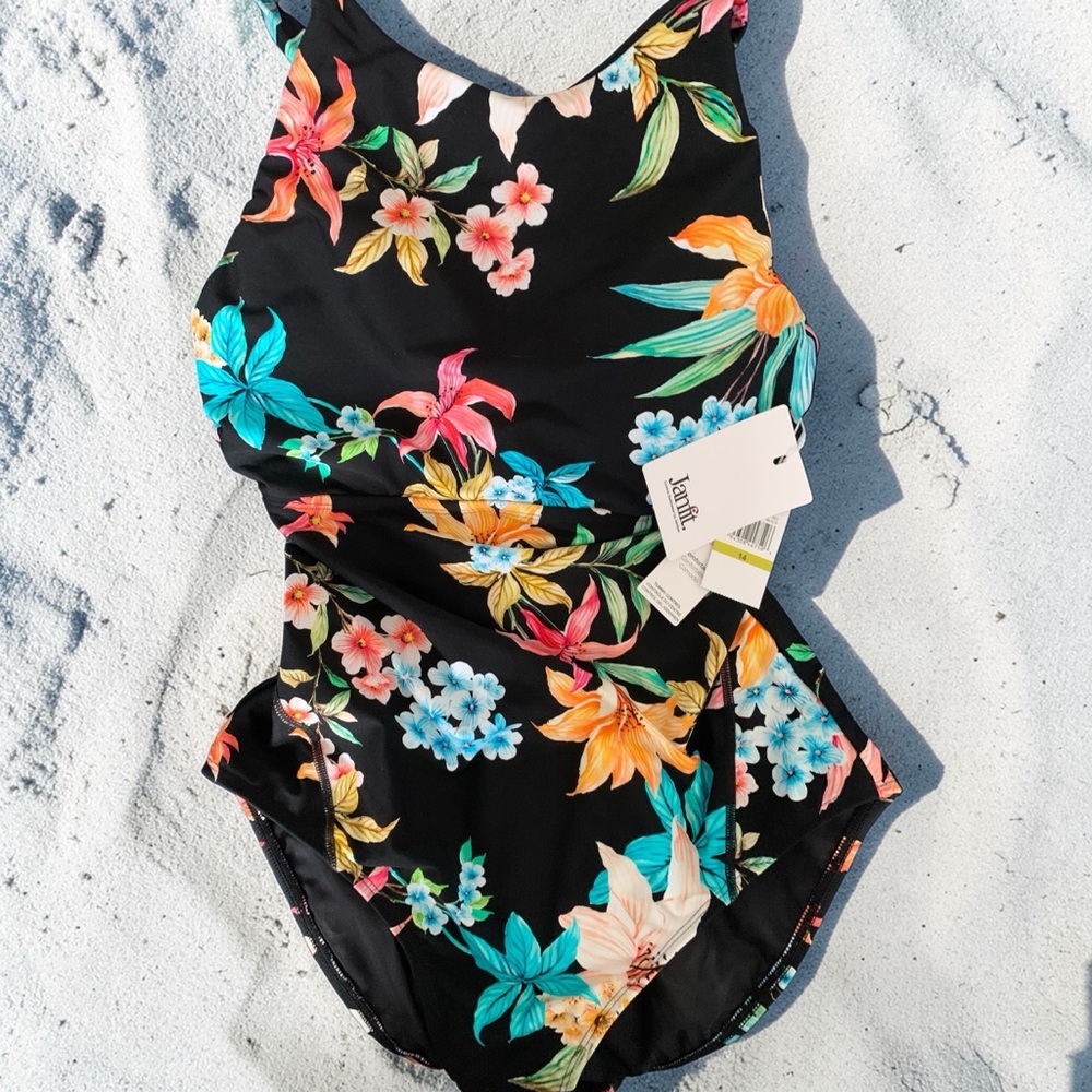 Jantzen Floral Swimwear - Black and Multicolor Floral
